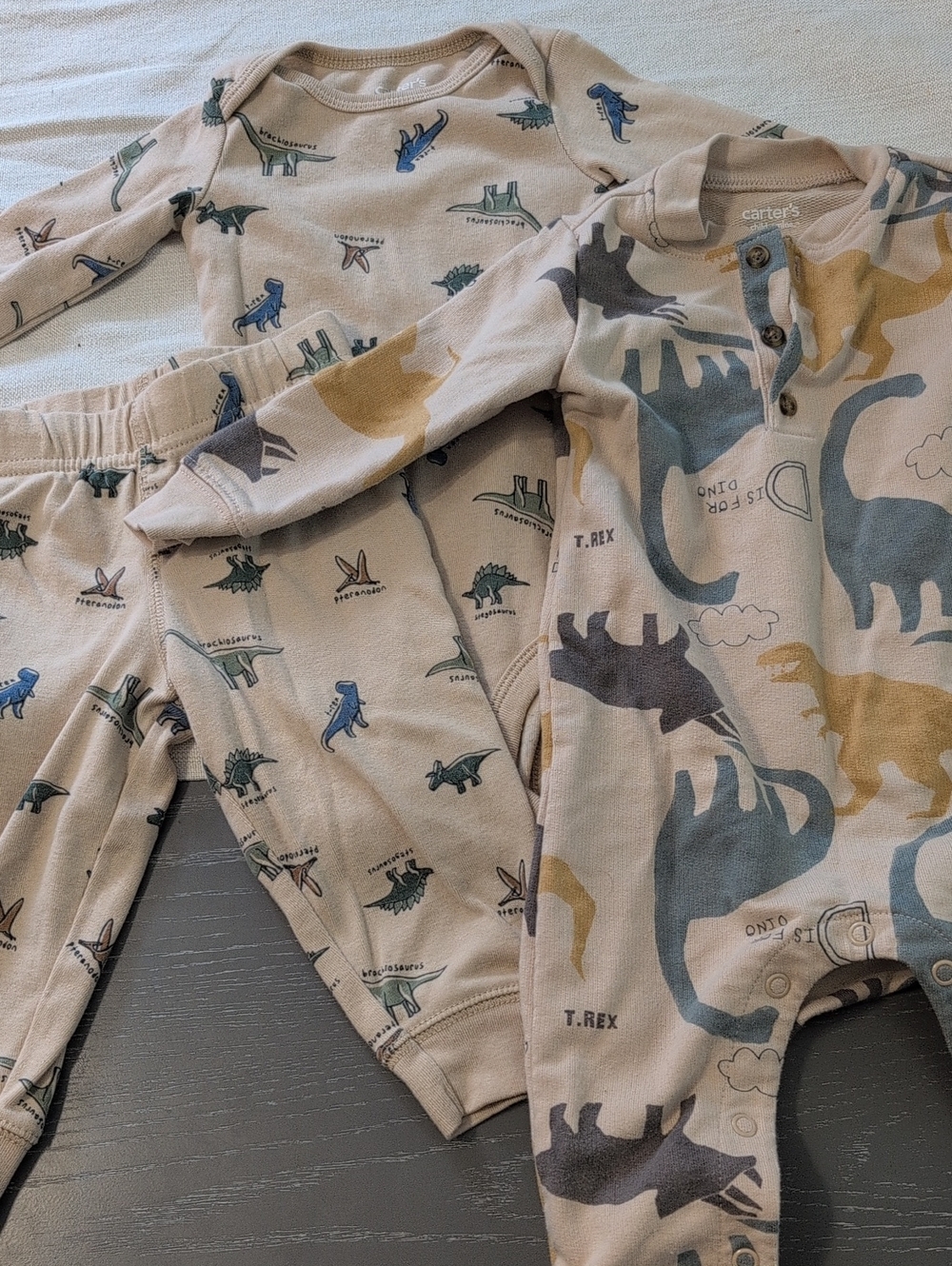Carter's Beige Dinosaur Print Kids Pajama Set